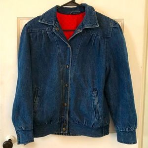 Vintage Jean Jacket, Bomber Style with Puff Sleeves
